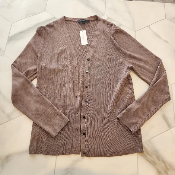 ANN TAYLOR NWTO,BEAUTIFUL BROWNISH/ DARK TAUPE DRESSY CARDIGAN SIZE XL